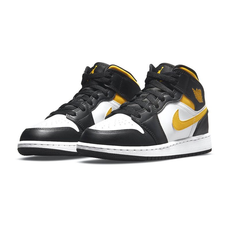 air jordan 1 mid white pollen black gs 554725